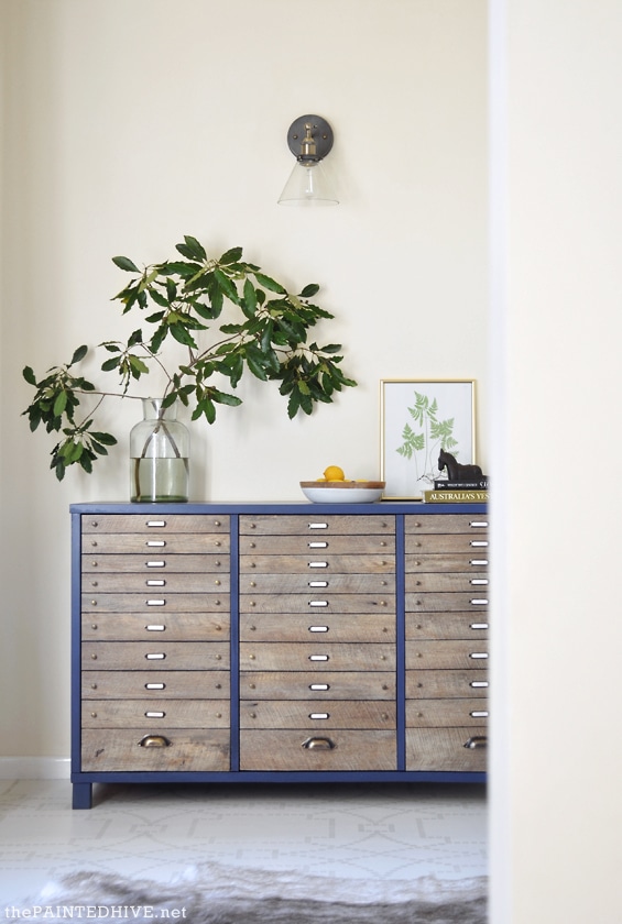 Easy DIY Faux Multi-Drawer Cabinet Hack – using peel and stick flooring!